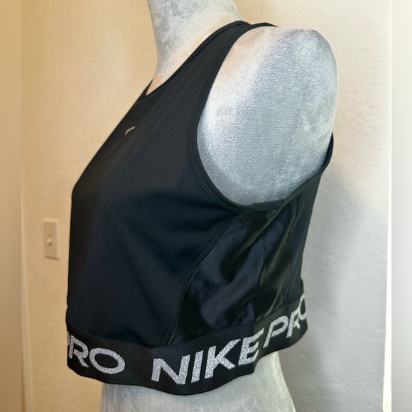 Nike Pro Dri-FIT Cropped Sparkle Training Tank Black Logo Band Athletic Women L - Picture 2 of 5